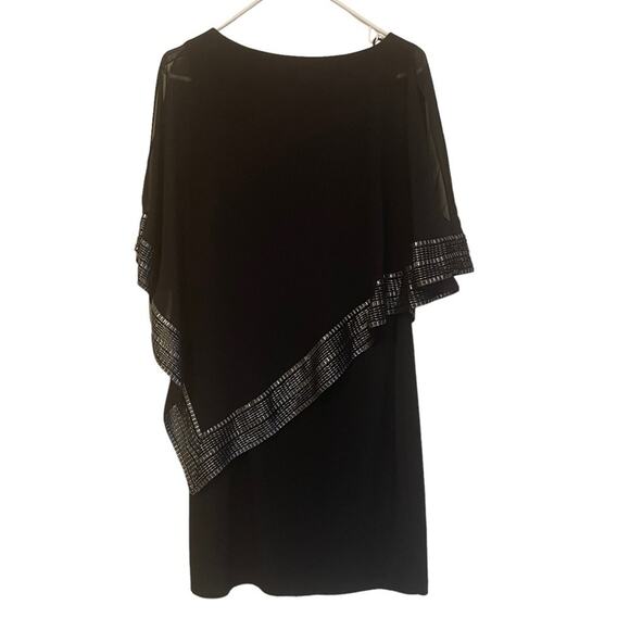 SLNY Metallic-Trim Capelet‎ Sheath Black Dress New Size 4 - Picture 3 of 11